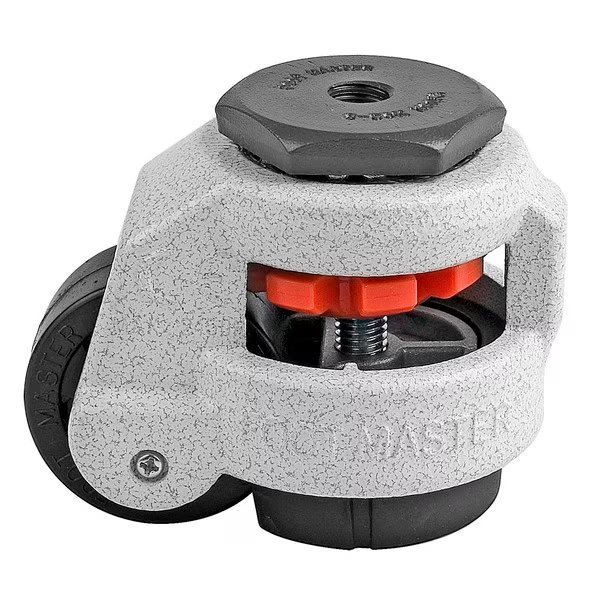 Leveling Caster, 50 mm Nylon Wheel, 1/2-13 Stem, Swivel, 280 kg Cap, NBR Foot Pad, Ivory, Foot Master, Mfr#: GD-60-S-NYN-1/2